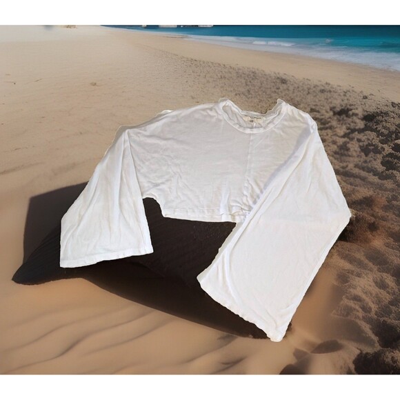 Project Social  T  Urban Outfitters Wide Sleeves Relaxed Cropped White Small - Picture 1 of 12